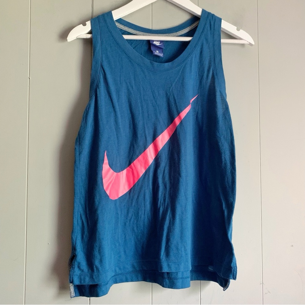 NIKE Big Swoosh Sport Tank Top Teal & Pink Racerback M